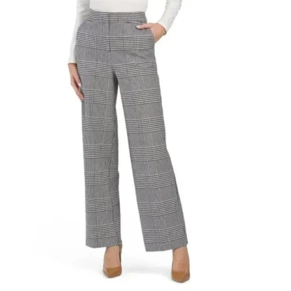 CYNTHIA ROWLEY Pants Sz 6 Houndstooth High Rise Trouser